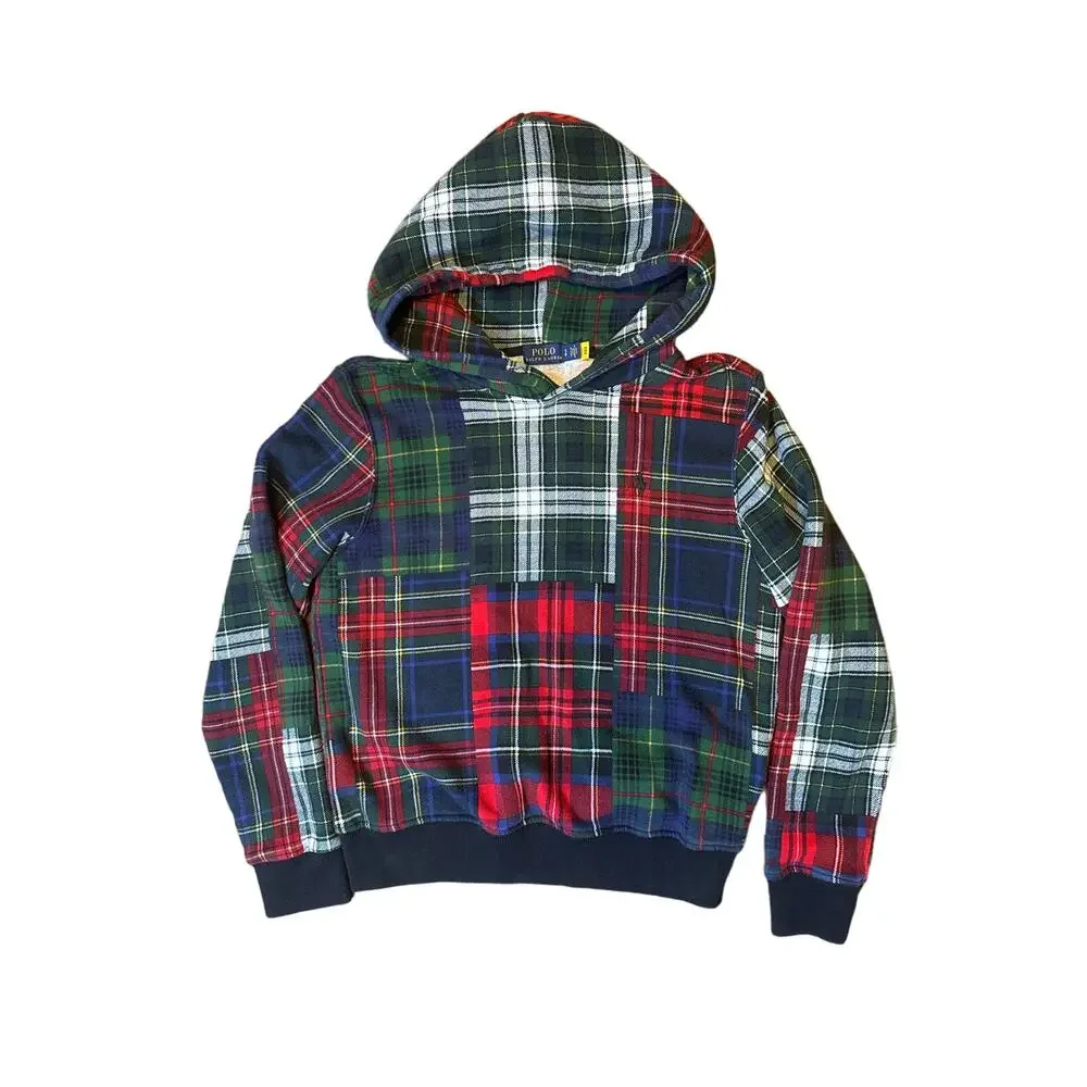 Polo Ralph Lauren Patchwork Plaid Pullover Hoodie Small - Picture 1 of 7